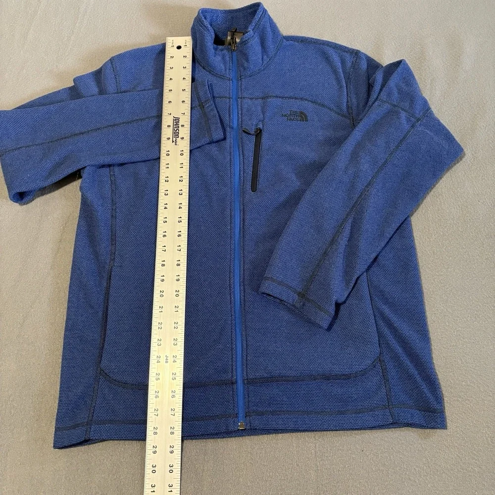 North Face Jacket Mens L Blue Full Zip Textured Workwear Hiking Camping